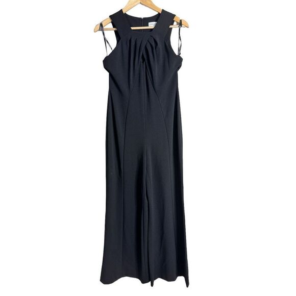 Calvin Klein keyhole neck wide leg black jumpsuit sz 6 - Picture 1 of 4